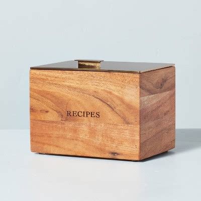 metal recipe box with mug|Wood Recipe Box with Metal Lid .